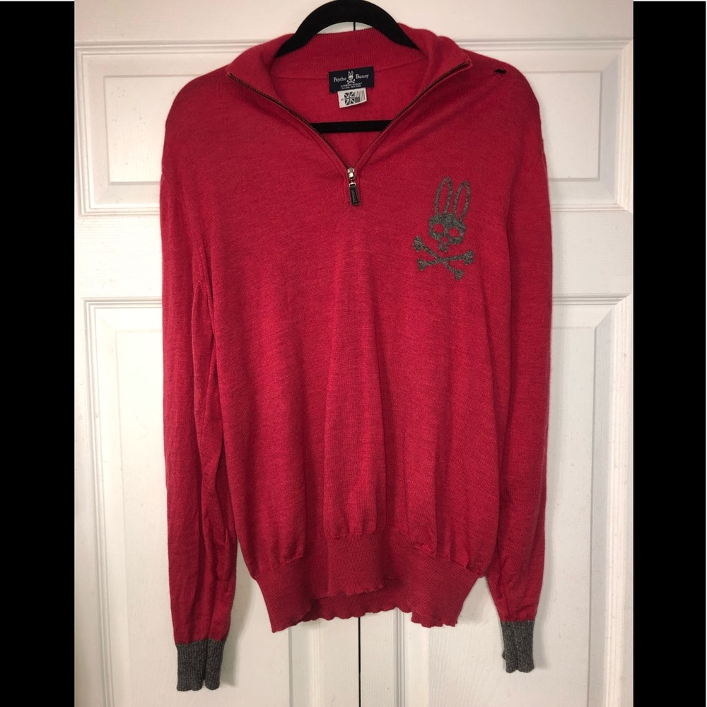 RED PSYCHO BUNNY PULL OVER SWEATER SIZE M